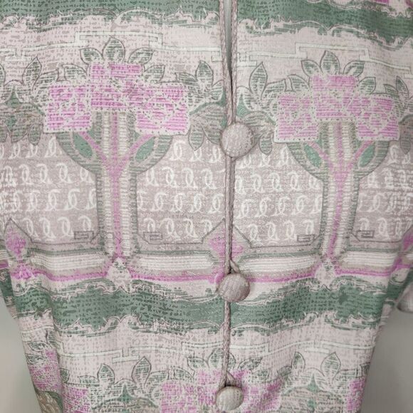 Adrianna Papell 100% Silk Floral Jacket Short Sleeve Button Up - Picture 4 of 10